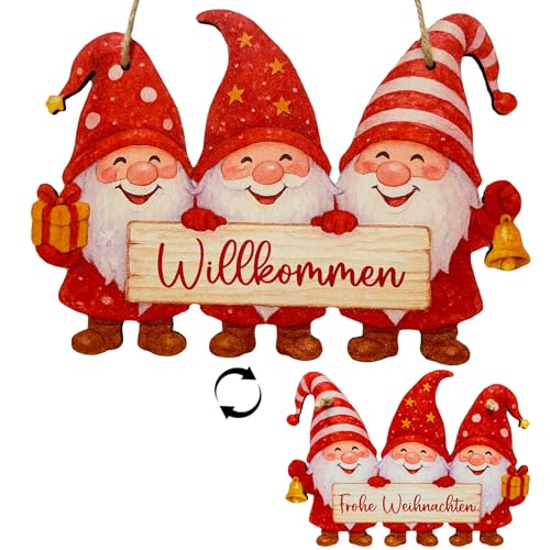 Frohe Weihnachten Anhänger Willkommen Schild aus Holz,...