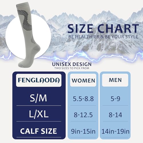 Image of fenglaoda 8 Pairs Compression Socks for Men & Women 20-30 mmHg Knee High Nurse Pregnant Running Medical and Travel Athletic