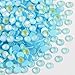 Beadsland 288pcs Flat Back Crystal Rhinestones Round Gems for Nail Art and Craft Glue Fix, Luminous Blue, SS30, 6.3-6.5mm