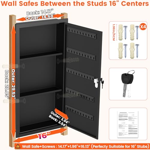 Image of 29.53 inch Tall Wall Safe [ 33% Larger Capacity ] with 2 Removable Shelf & Lock
