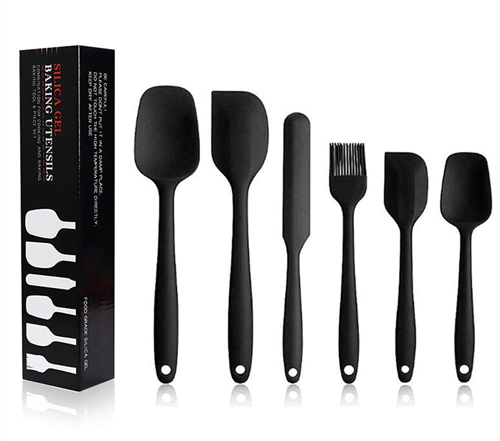Silicone Spatula Set - 6 Piece Non-Stick Rubber Spatula Set with Stainless Steel Core - Heat-Resistant Spatula Kitchen Ute...