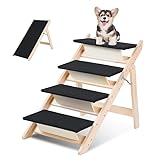 Jaxguom Haustierrampe, 2-in-1 Faltbare Hundetreppe, Holzklappbare Klappbare...