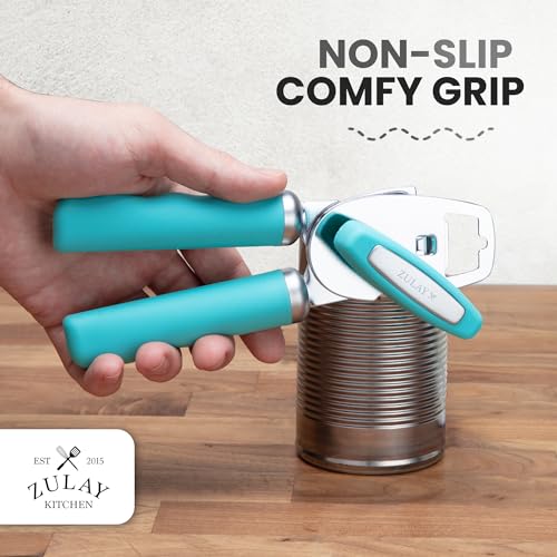 Image of Zulay Kitchen Manual Can Opener Heavy Duty Patented Stainless Steel, Aqua