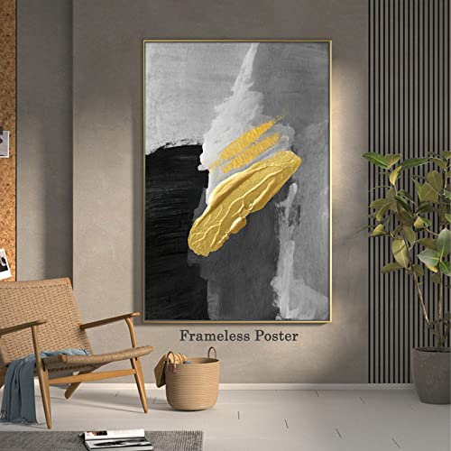 Black And Grey Abstract Canvas Wall Art Black Grey Gold Painting Grey Abstract Poster For Living Room Wall Decor Black White Grey Prints For Wall Grey Black And Gold Foil Wall Decor 16X24Inch No Frame #TOP1