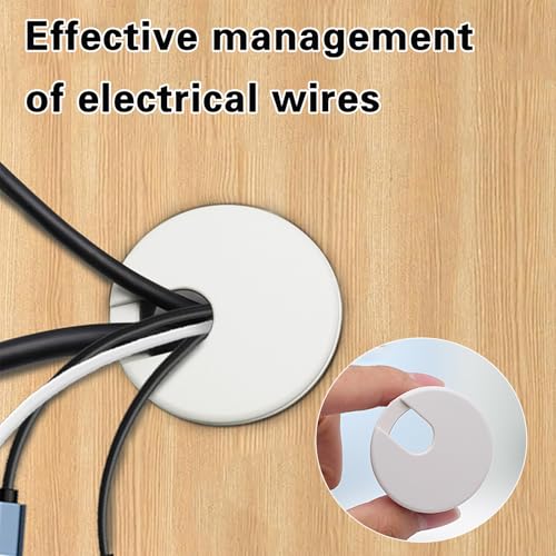 2-Pack Pasacables de Escritorio 1.5 Pulgadas, Cubierta de Agujero para Cables de Plástico ABS Resistente, Organizador de Cables Desmontable para Escritorio de Hogar y Oficina – Blanco miniatura 7