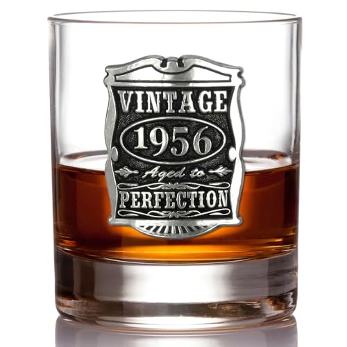 English Pewter Company Vintage Years 1956 70th Birthday or Anniversary Whisky Glass Tumbler - Unique Gift Idea for Men [VIN001]