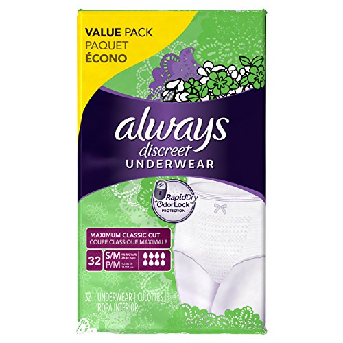 Always Discreet, Incontinence Underwear, Maximum Absorbency, Small/Medium, 32 Count #TOP29