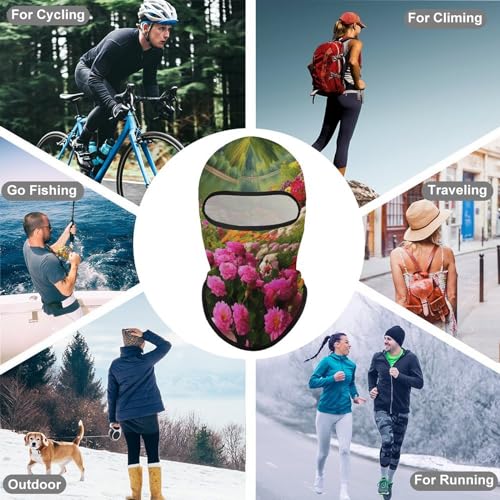 Balaclava para hombres para esquí y ciclismo con diseño de flores, cubre cara completa para mujer miniatura 6