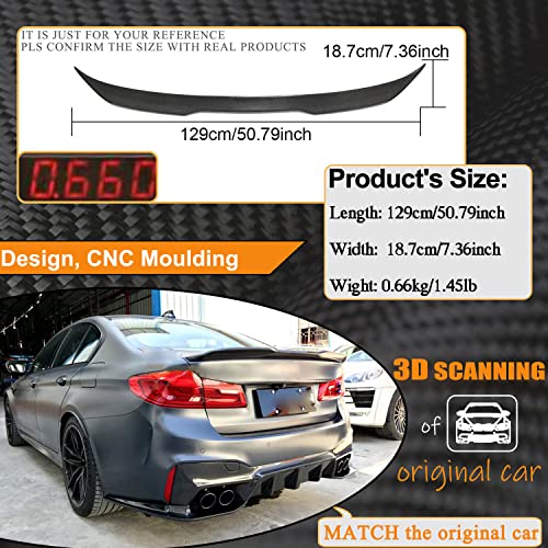 Mcarcar Kit G30 Real Carbon Fiber Trunk Spoiler For Bmw 5 Series G30 2017-2022 520I 530I 540I F90 M5 Sedan Rear Boot Highkick Wing Lip Car Roof Window Top Wing Lip Facotry Outlet (A Style) #TOP4