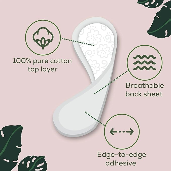 Ultra Thin Liners for Women, Regular, 100% Pure Cotton Top Layer 100 Ct