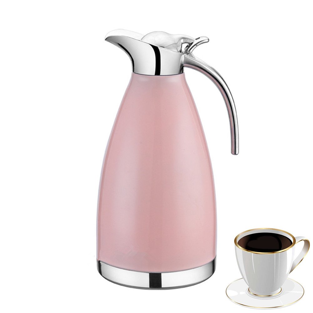 2,0 litra / 70 oz, podwójna warstwa, termos ze stali nierdzewnej, termos do kawy, izolacja próżniowa, termos, dzbanek do kawy, 100% szczelności, do stosowania w trybie gorącym i zimnym (kolor różowy)