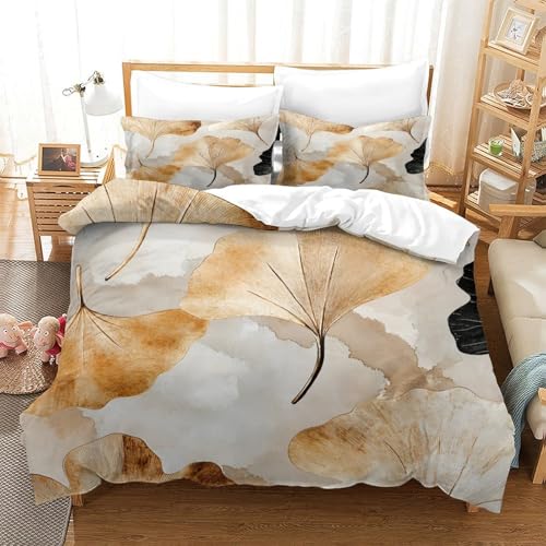 Parure de lit feuilles d'automne microfibre 140x200cm pour lit simple - 3