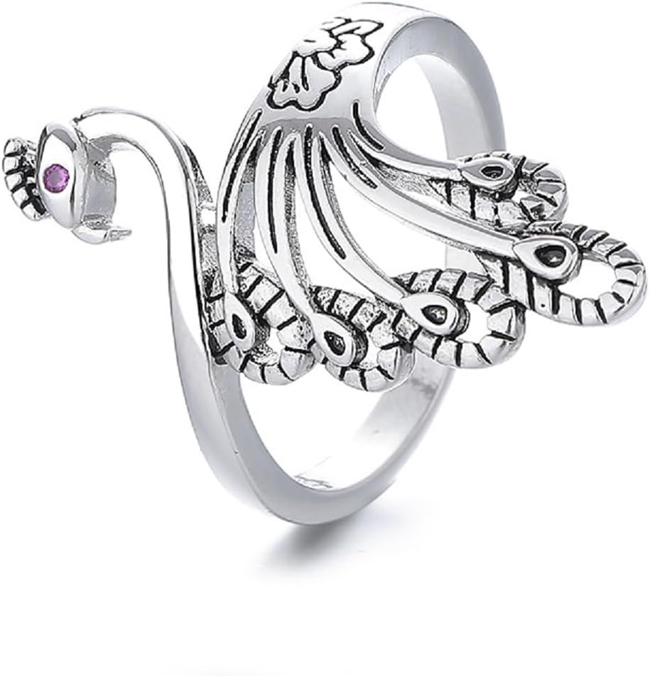 Women's Statement Rings Vintage Peacock Phoenix Wonder Bird 925 Sterling Silver Ring Jewelry Gifts Bff Birthday Adjustable Rings - Image 4