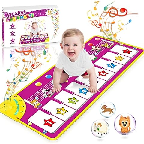 WEARXI Baby Spielzeug ab 1 Jahr Musikmatte, Ostergeschenke Kinder, Kinderspielzeug ab 1 Jahr, Geschenk 1 Jahr Junge Mädchen, Weihnachts Geschenke für Mädchen, Klaviermatte Tanzmatten Cover