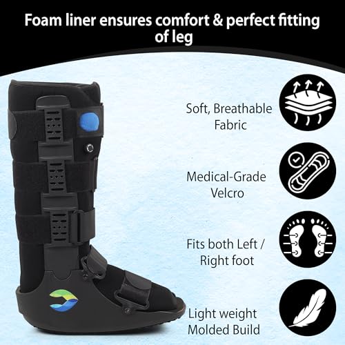 Image of Balance Care Orthopedic Walking Boot (Size Small, Black) - Pneumatic Cam Fracture Boot with Built-in Airbag, Wider Rocker Sole & 4-Point Straps for Broken Foot, Sprained Ankle & Post-Surgery Recovery