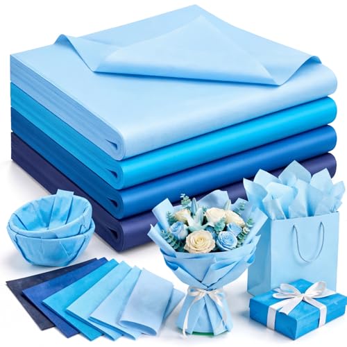 500 Sheets Blue Tissue Paper Bulk 20 x 20 Inch for Rosh Hashanah Gifts