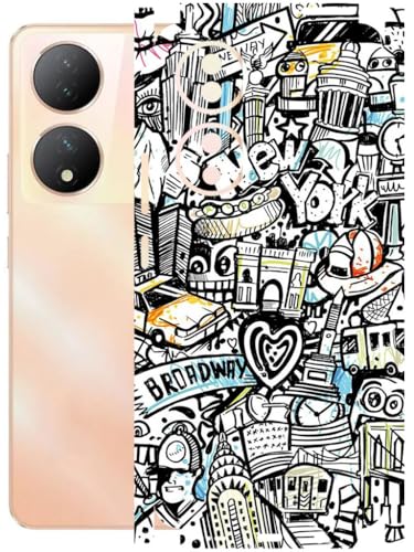 Image of AtOdds - Full Body Back Screen Guard Protector Film - Lamination Wrap Skin Sticker Compatible with VIVO Y100A | Scratchproof Matte Finish (Graffiti 26)