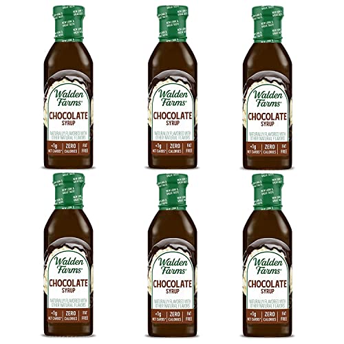 Walden Farms Chocolate Syrup, 12 oz., 0g Net Carbs Keto Friendly, Non-Dairy, No Gluten, and Sugar Free, Sweet and Delicious Flavor for Pancakes, Waffles, French Toast, 6 Pack