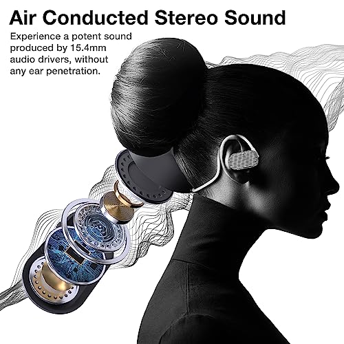 Image of Purity Air Open Ear Headphones - True Air Conduction Wireless Bluetooth Open Ear Earbuds with Dual Mic for iPhone /Android - Secured Long Wearing Comfort, Sports Sweat Resistant (BWS144)
