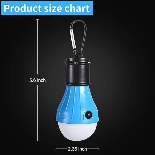 Miniatura 7 de Linterna LED para tienda de campaña, bombilla de emergencia portátil impermeable para exteriores, funciona con pilas con gancho de clip, súper