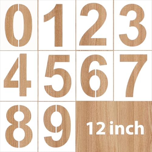 10 Pcs grands pochoirs à chiffres, 30 cm En plastique réutilisable 0 à 9 Pour adresse de trottoir, Marquage des places de garage, des numéros de maison,...