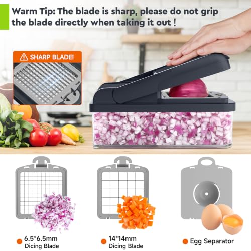 Image of MealHelper 15-in-1 Vegetable Chopper, 10 Blade Veggie Chopper, Practical Food Chopper with Container, Cheese Grater, Home Essentials & Kitchen Gadgets(Grey)