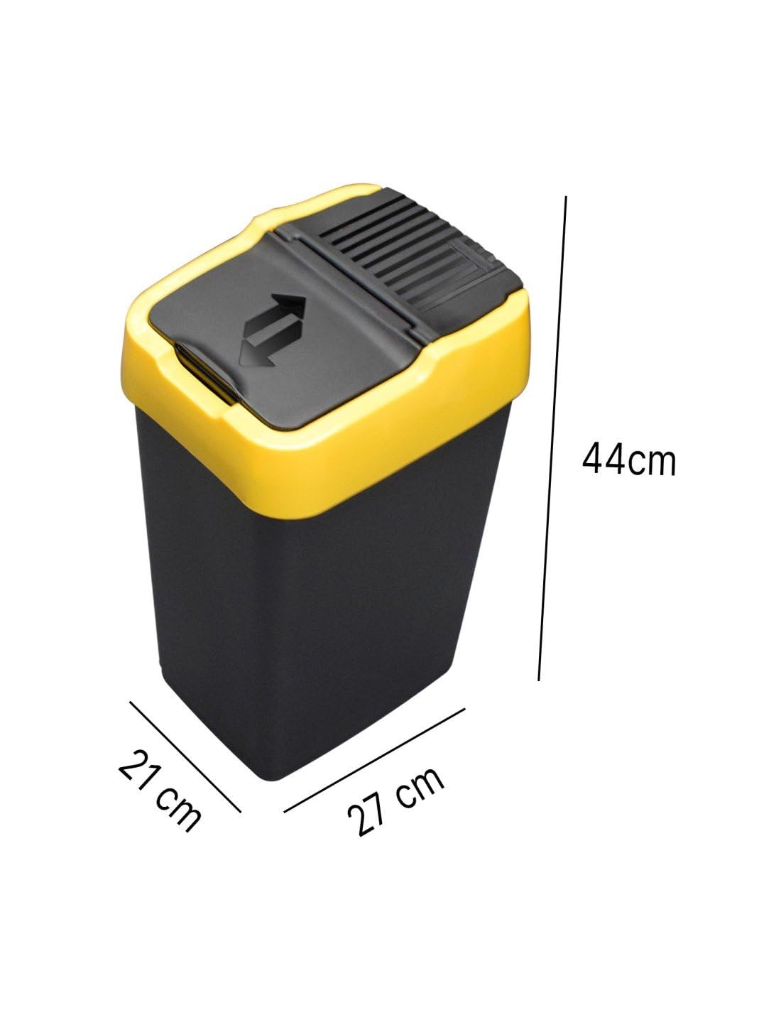 Jardin202 - Cubo Basura de Reciclaje Pack 3 Cubos de 18L y 25L con Tapa básculante de Plástico | Papelera para Reciclar | 18 L (Negro)