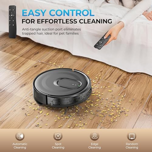 Image of Robot Vacuum and Mop Combo, 4200Pa Suction, 2 in 1 Mopping Cleaner, Black, App & Voice Control, Self-Charging, Obstacle Avoidance, Compatible with Alexa