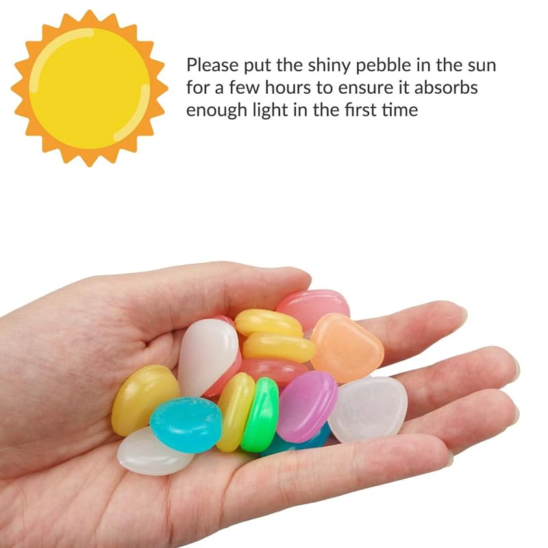 Luminous Stones for Garden & Home Decoration - 1000pcs Garden Pebbles, Small Luminous Pebbles Aquariums Rocks, for Landscaping for Fish Tank Lawn Yard Garden Walkway Plant Pots (2000 PCS)