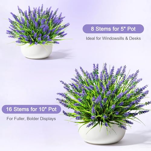 Image of AmyHomie 16 PCS Artificial Flowers for Outdoors, Fake Lavender Plants