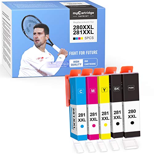 myCartridge SUPRINT Compatible Ink Cartridge Replacment for Canon 280 281 XXL PGI-280XXL CLI-281XXL use with Pixma TR8520 TS8120 TS9120 TS6120 TS6220 TR7520 (5-Pack)