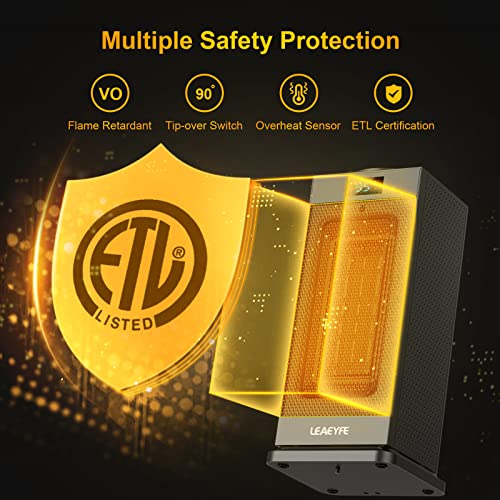 Leaeyfe Space Heater, 1500W Electric Portable Heater With Thermostat, Fast Quiet Heating Features Built-In 4 Modes, 12H Timer, 90° Oscillating Heater With Remote For Office Bedroom Desk And Indoor Use #TOP3