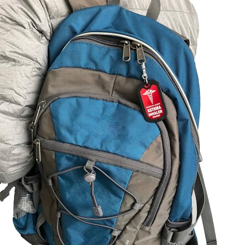 mnmoom 2pcs Asthma Inhaler Inside Tag-Red Medical Alert Zipper Pull Bag Tag2