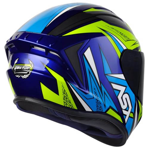 Capacete ASX Draken Vector Azul e Amarelo Esportivo
