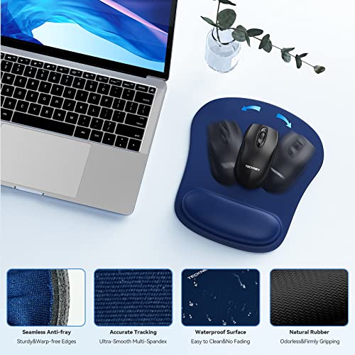 Image of TECKNET Keyboard Wrist Rest and Mouse Pad with Wrist Support, Memory Foam Set for Computer /Laptop /Mac, Lightweight for Easy Typing & Pain Relief Ergonomic Mousepad,Blue