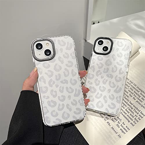 White Leopard Light Gray Soft Phone Case For Apple Iphone 13 Built-In Bumper Women Cute Stylish Cover For Iphone 13 6.1" #TOP2