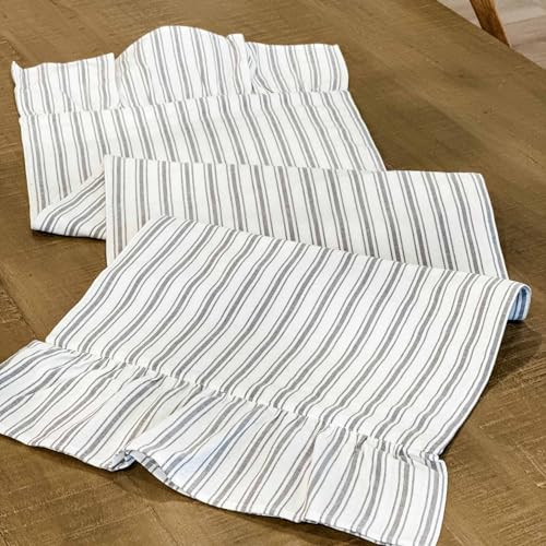 Timeless Ticking Gray Table Runner, 62' L x 13' W...