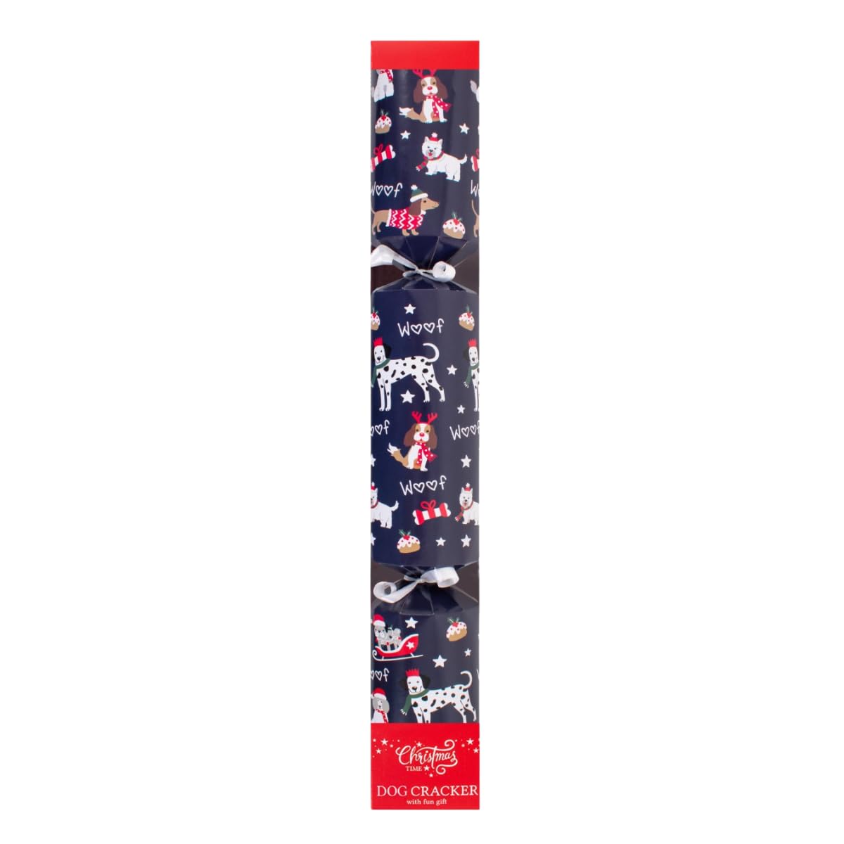 YöL Blue Christmas Woof Dog Cracker Without Snap 14 Inch – Festive Fun Novelty Xmas Table Decoration Rope Chew Interactive Toy for Pet Puppy Owners & Families