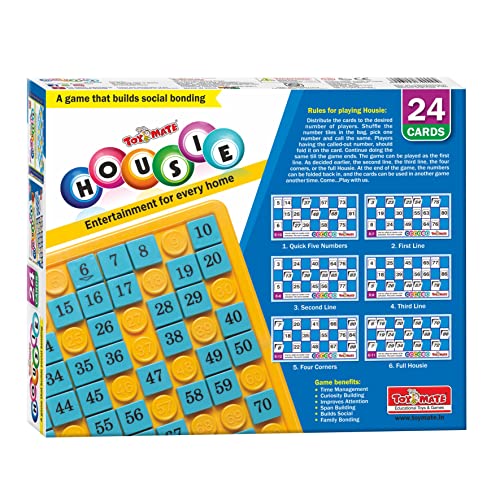 Image of toymate HOUSIE Pack of 24 Reusable Cards- Family Fun Game for Small Gathering- No pins or Pencils Required