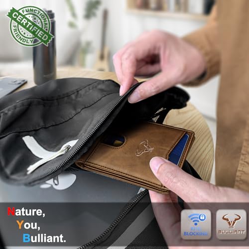 Image of BULLIANT Men Slim Leather Pocket Wallet Bill Holder 11Cards-Genuine Leather | RFID Blocking | Easy Access | Gift Boxed