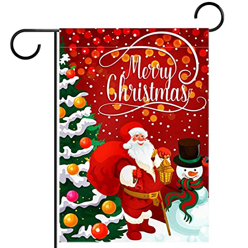 Drapeau de jardin Noël extérieur pour décoration de cour bonhomme de neige et sapin