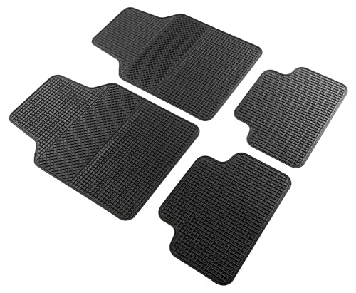Walser Universal Auto-Gummimatten-Set EVO, Automatten 4-teilig zuschneidbar, Universal Fußraummatte Auto, PKW-Fußraummatten schwarz