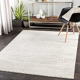 Surya Madrid Geometric Rug - Scandi Area Rugs Living Room, Dining, Kitchen - Modern Aztec Abstract Rugs for Bedroom - Berber Boho Rug Style, Easy Care - Large Rug 150x213cm Ivory and Light Grey Rug