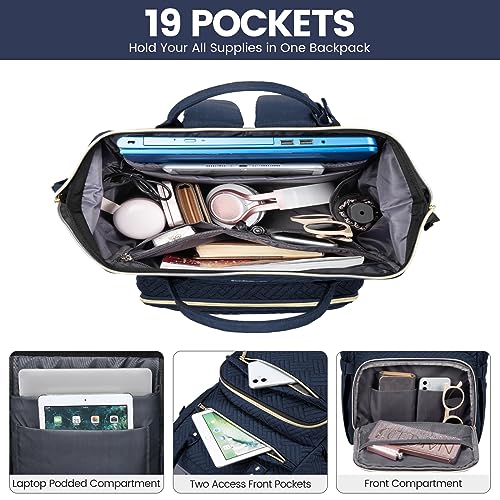 Image of LOVEVOOK Laptop Backpack for Women,15.6 Inch Professional Womens Travel Backpack Purse Computer Laptop Bag Nurse Teacher Backpack,Waterproof College Work Bags Carry on Back Pack with USB Port