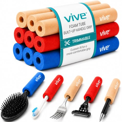 Vive Foam Tubing (9 Pack) - Utensil Padding Grips - Spoon, Fork Round