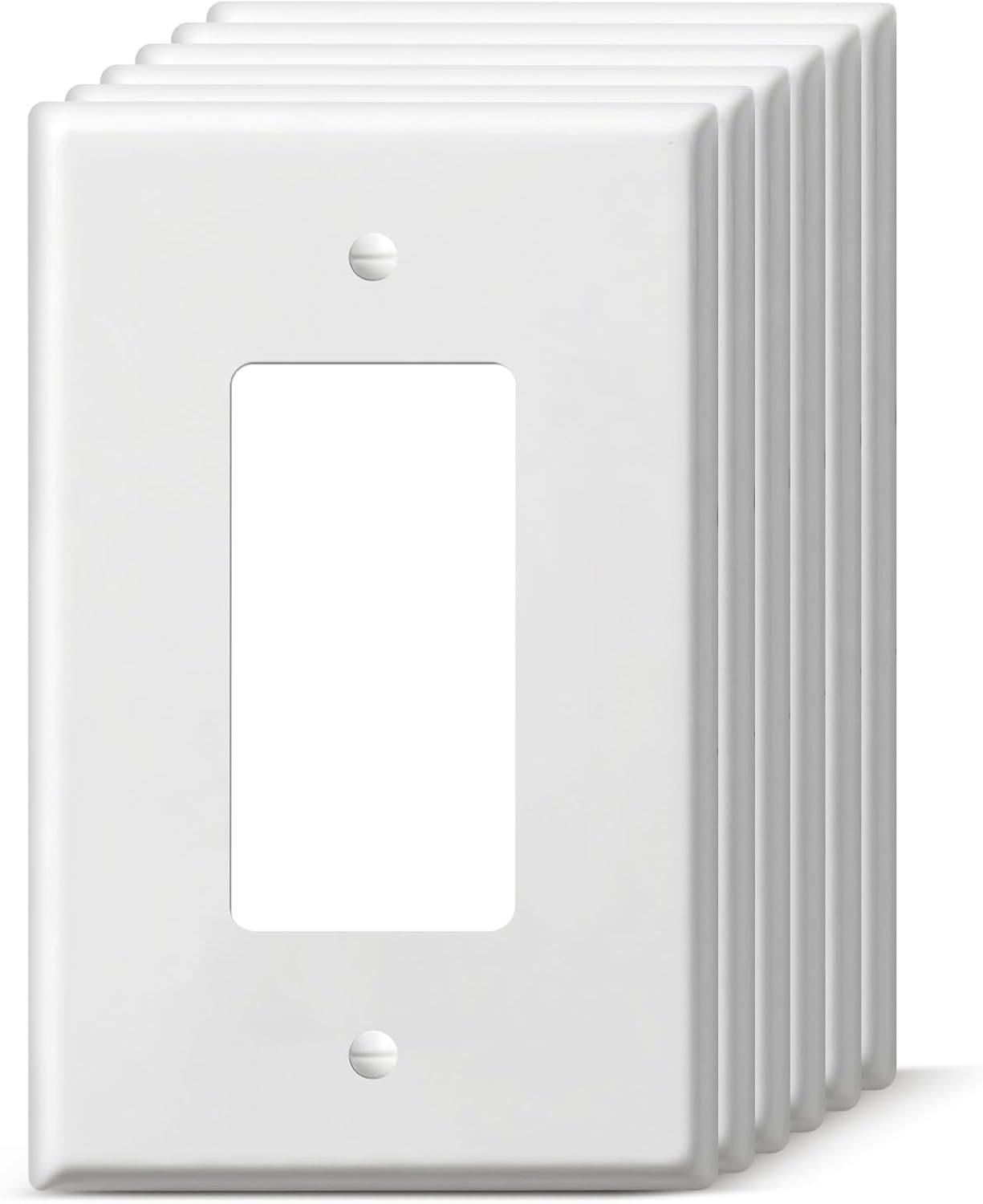 6 Pack Jumbo Decorator Wall Plate 1-Gang Oversized Electrical Outlet Receptacle Covers Polycarbonate Extra‑Large 3.5” x 5.5” Cover Plate for Switches – White Gloss – Residential & Commercial