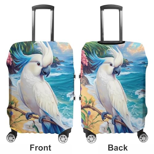White Cockatoo Beach Unisex Luggage Cover Washable Travel Suitcase Case Elastic Baggage Protective Covers XL3