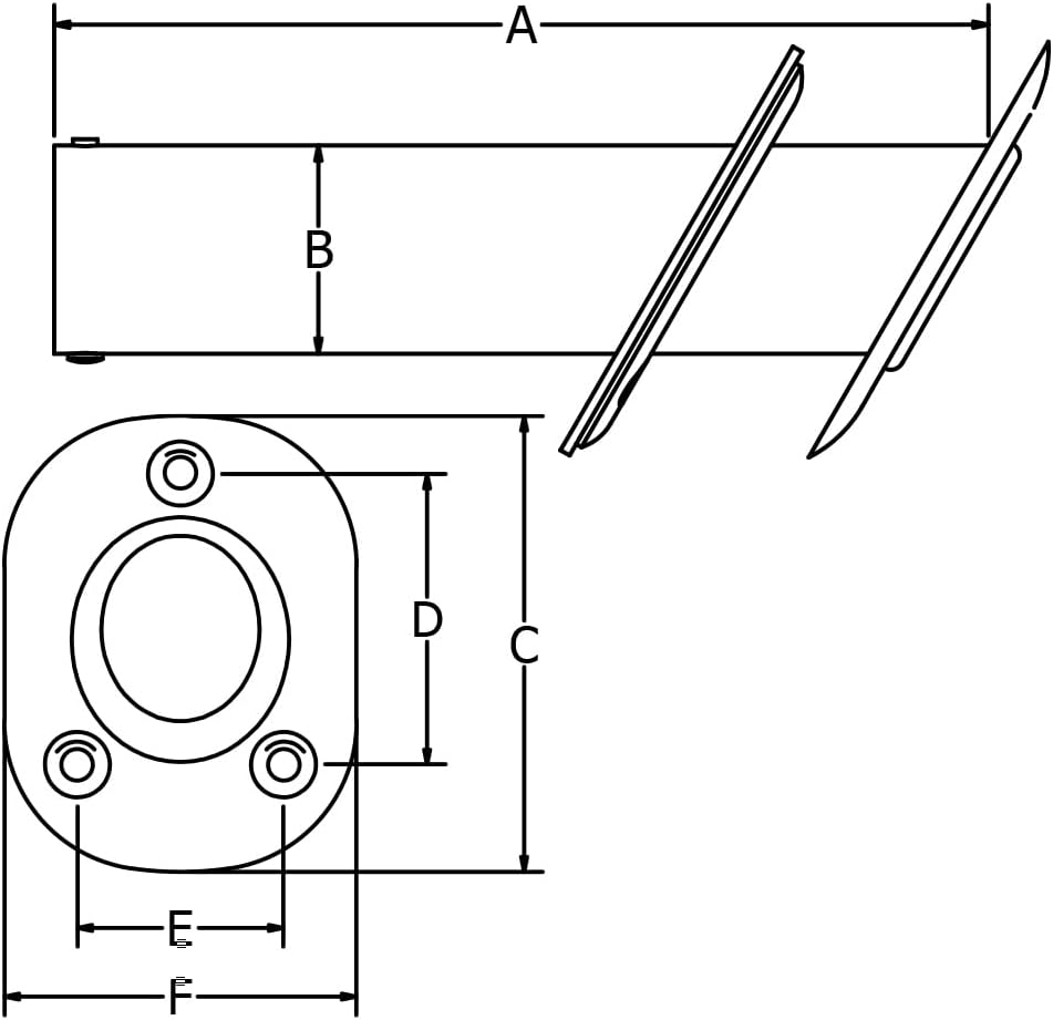 White Water 57738S-6PK Marine Stainless Steel 30° Flush Mount Fishing Rod Holders – Heavy Duty with Black PVC Liner, UV-Resistant, Oblong Base, for Boats & Decks (6 Pack)