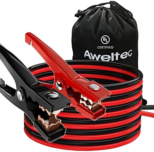 AWELTEC Jumper Cables for car, UL-Listed 8 Gauge 12 Feet Heavy Duty Booster Cables with Carry Bag (8AWG x 12Ft)