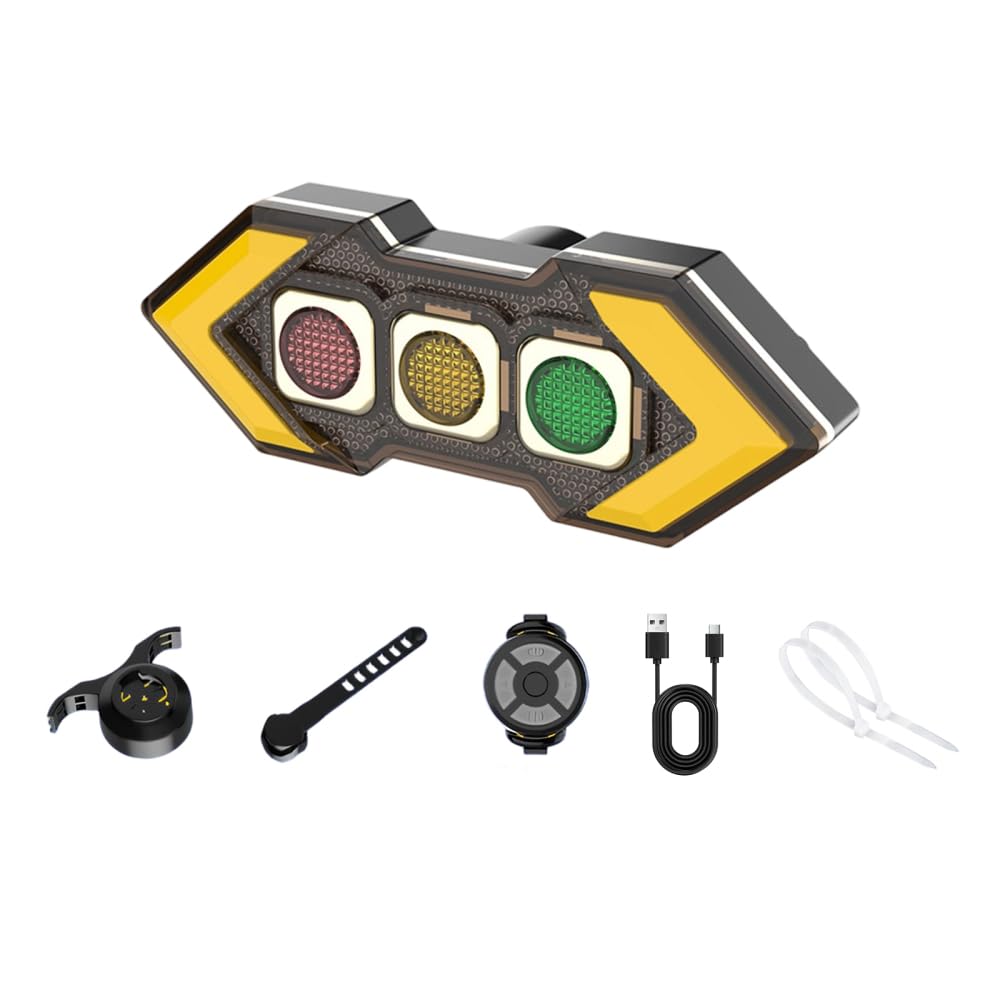 Bike Tail Light with Turn Warning & Brake Sensor, Remote Control LED Bicycle Rear Light USB Rechargeable Cycling Warning Light for Road Mountain Bikes